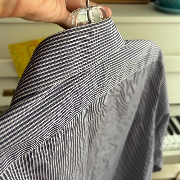Calvin Klein Men's Purple and White Striped Shirt 17 36/37 - Picture 14 of 16